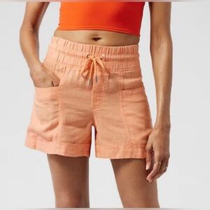 Athleta Cabo Linen 4" Orange Shorts Size 10 PERFECT CONDITION